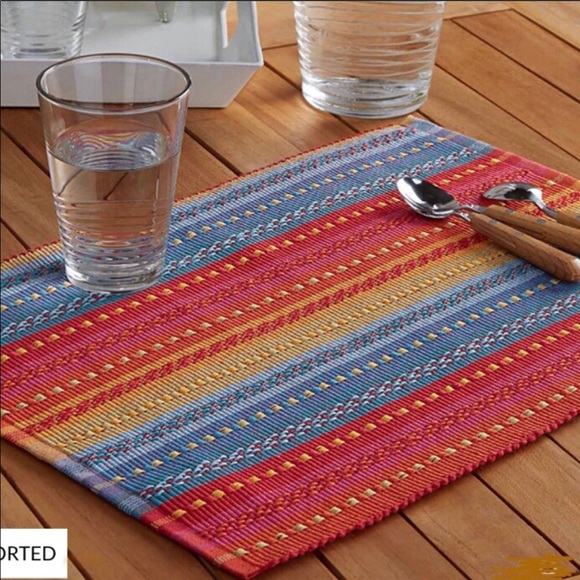 New Bundle Fall color striped multicolor placemats - Picture 2 of 5